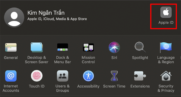 Chọn Apple ID