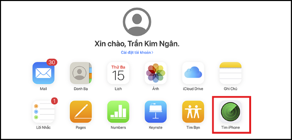 Chọn Find iPhone