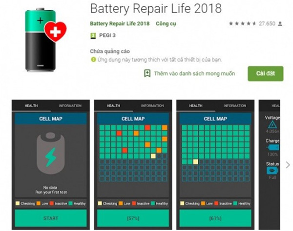 Ứng dụng hữu ích Battery Repair Life được đông đảo người dùng lựa chọn