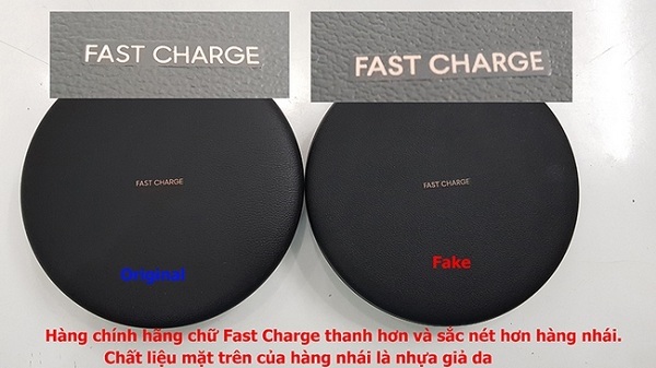 Phân biệt sạc không dây Samsung chính hãng qua chất liệu Phân biệt sạc không dây Samsung chính hãng qua chất liệu