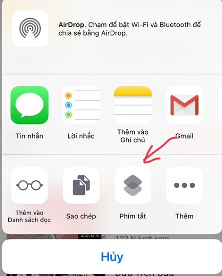 Mở Siri Shortcuts thông qua tính năng Chia sẻ