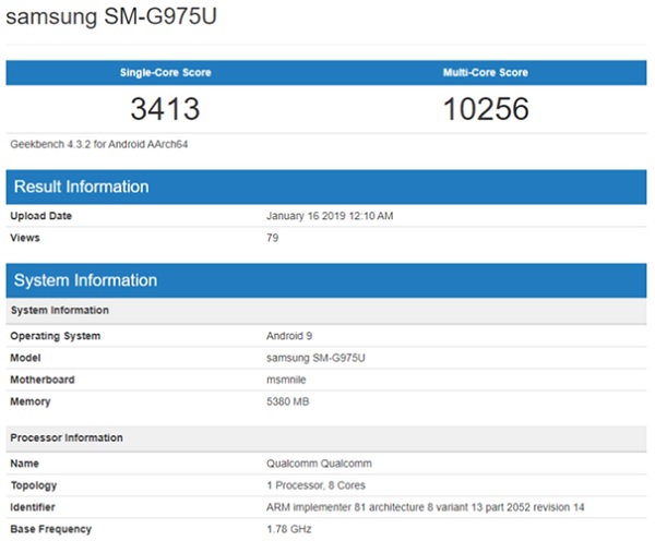 ĐiIểm hiệu năng của Galaxy S10+ trên Geekbench ĐiIểm hiệu năng của Galaxy S10+ trên Geekbench