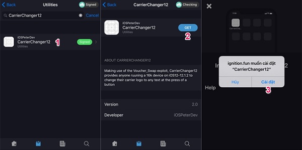 Cài đặt CarrierChanger12 để thay đổi tên và logo nhà mạng trên iOS 12