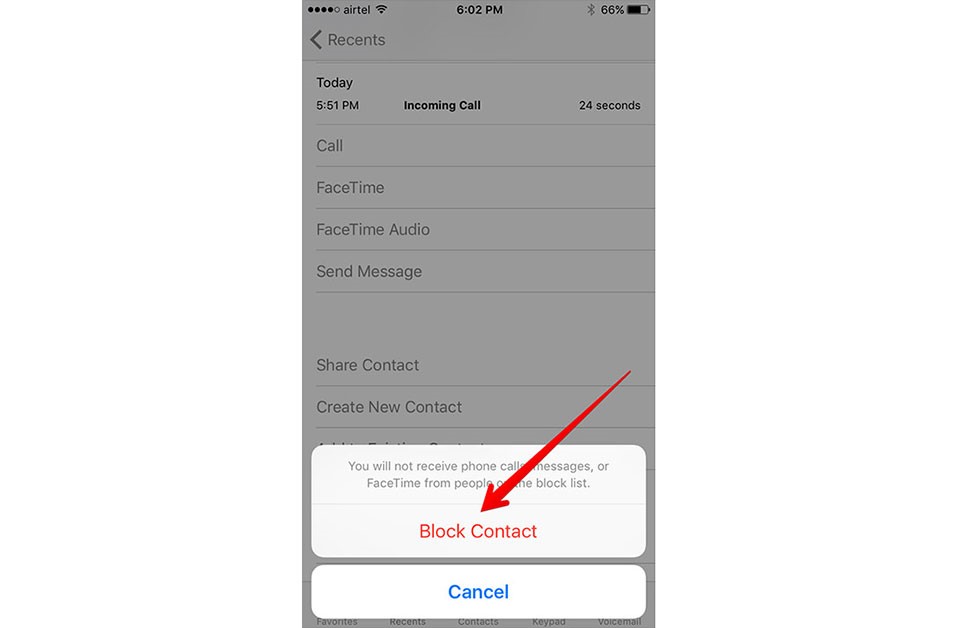 Cách chặn số điện thoại trên ứng dụng iPhone – Bước 4