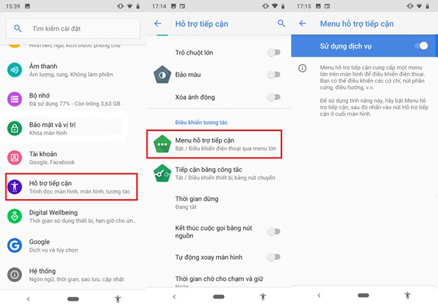 Sử dụng Menu hỗ trợ tiếp cận giúp tăng tuổi thọ của các nút tăng giảm âm lượng, nút nguồn,…