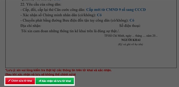 Cách đăng ký làm thẻ căn cước công dân trực tuyến tại nhà – Bước 5