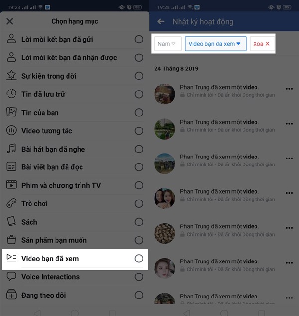 Cách xem lại video đã xem trên giao diện Facebooksmartphone 