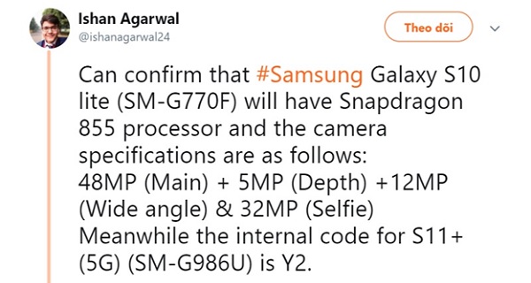 Tiết lộ mới nhất về Galaxy S10 Lite dùng chip gì