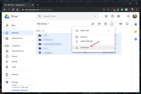 Tiếp tục nhấn vào biểu tượng 3 dấu chấm ở góc trên cùng bên phải -> nhấn vào “Download”