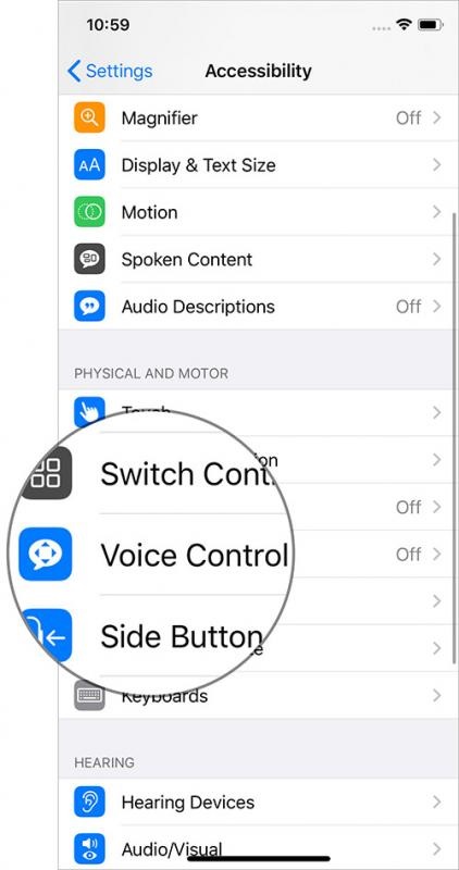 Chọn “Voice Control”