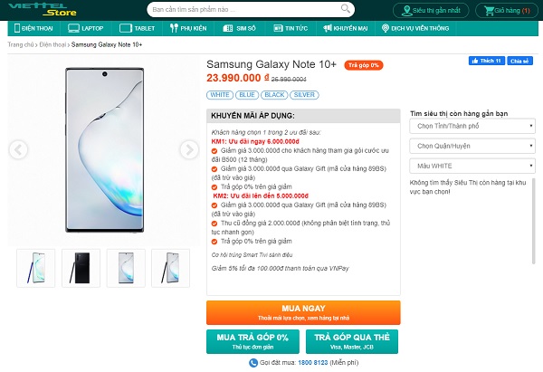 Mua Samsung Galaxy Note 10+ chính hãng tại Viettel Store