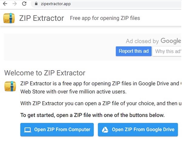 Chọn “Open ZIP from Google Drive” để giải nén. Bạn có thể chọn một số file để giải nén. 
