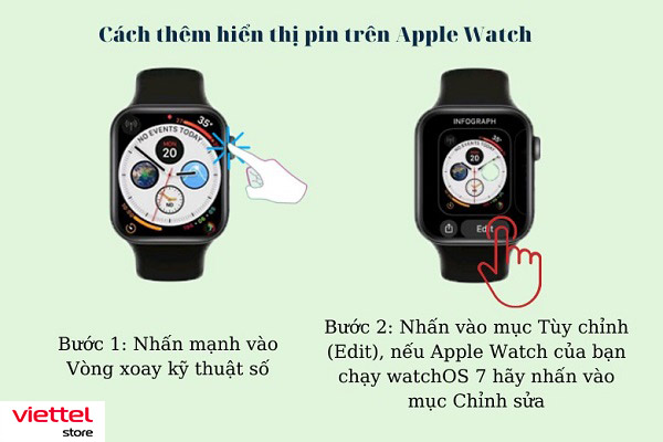 Cách hiển thị pin trên mặt Apple Watch