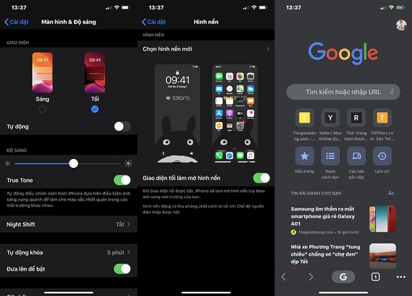 Giao diện Dark Mode đã được cập nhật