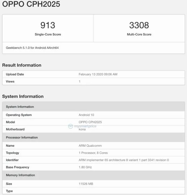 Điểm hiệu năng OPPO Find X2 và Find X2 Pro trên Geekbench
