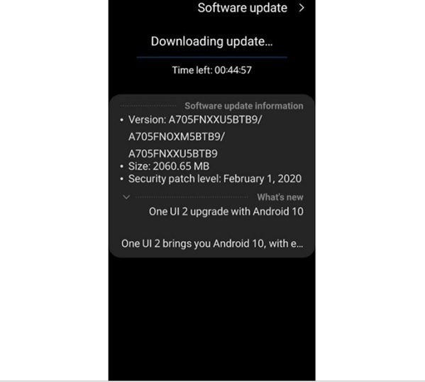 Bản cập nhật Android 10 cho Galaxy A70