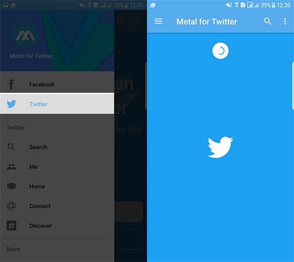 Người dùng tài khoản Twitter cũng có thể sử dụng Metal For Facebook