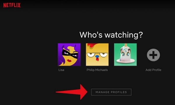 Giao diện quản lý profile trên cùng một tài khoản Netflix