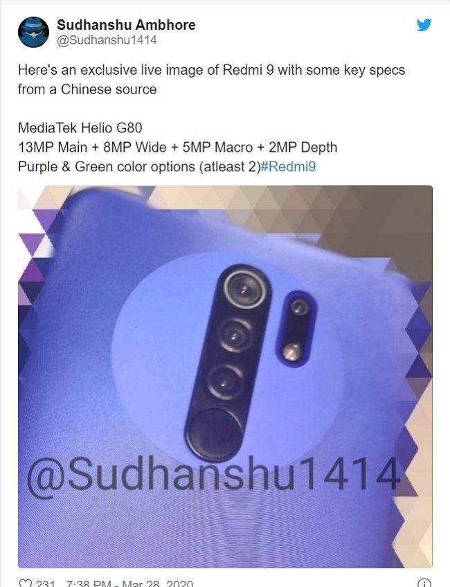 Lộ diện hình ảnh thực tế Redmi 9 và một số thông tin cấu hình