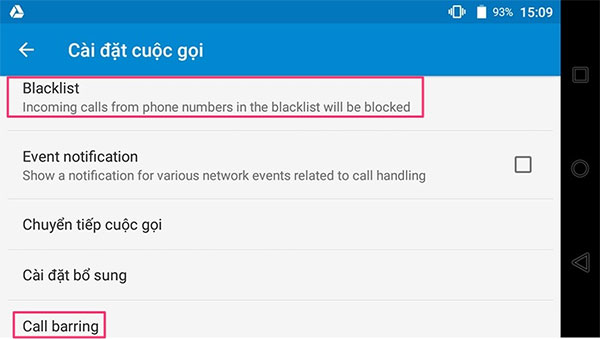 Người dùng chặn số điện thoại trong danh bạ điện thoại Android