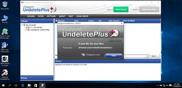 Undelete Plus với chức năng cho phép tự tìm kiếm và phục hồi toàn bộ dữ liệu