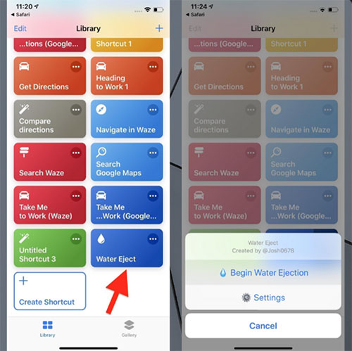 Đẩy nước ra khỏi iPhone bằng phím tắt Water Eject trên ứng dụng Shortcut