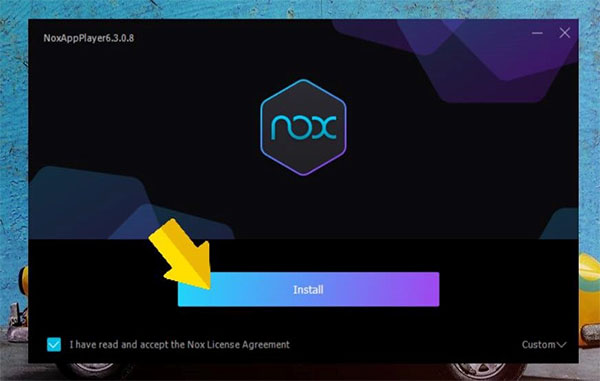 Nhấn chọn Install để tiến hành cài phần mềm Nox App Player nhanh chóng