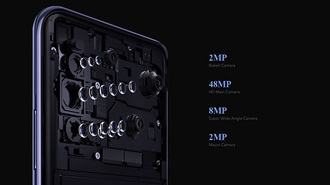 Vivo V19 thiết lập 4 camera sau, độ phân giải lần lượt 48MP +8MP +2MP +2MP