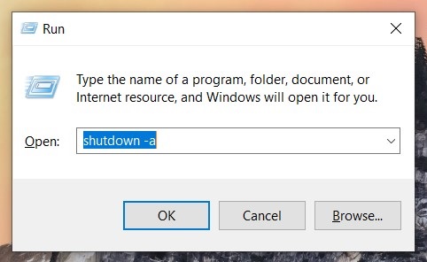 Hủy hẹn giờ tắt máy tính tự động bằng lệnh shutdown -a 