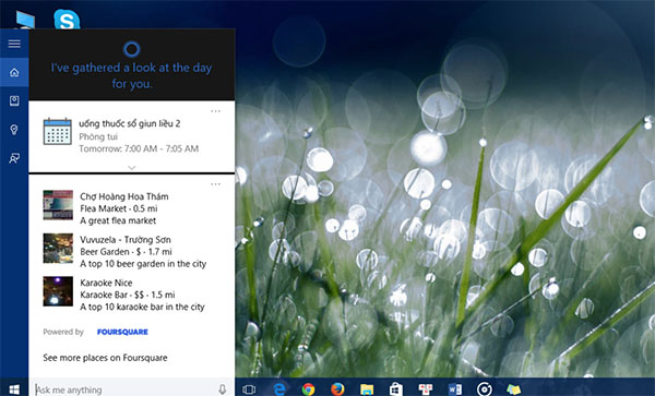 Sử dụng phím tắt trên Win 10 với trợ lý ảo Cortana, Action Center