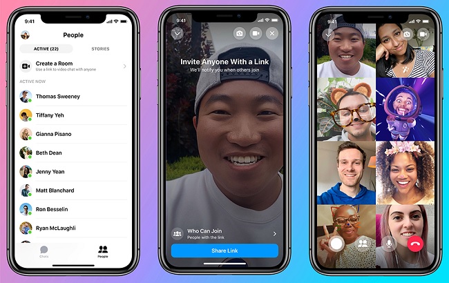 Messenger Rooms cho phép gọi video với 50 người cùng lúc và không bị giới hạn thời gian