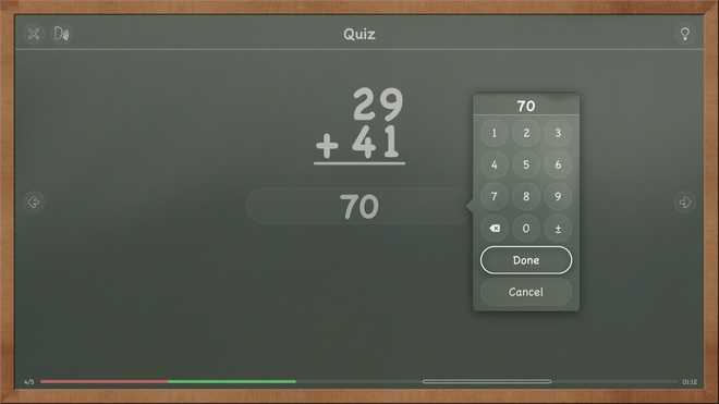 Một trò chơi được liên kết với các phép toán trong ứng dụng Mathboard