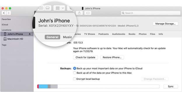 Cách để kiểm tra serial trên iPhone là mở iTunes