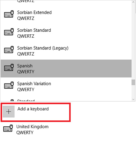 Chọn  Add a New Keyboard và lựa chọn bàn phím phù hợp