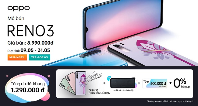 Viettel Store mở bán OPPO Reno3 giá 8.990.000 đồng, tặng ưu đãi khủng trị giá 1.290.000 đồng