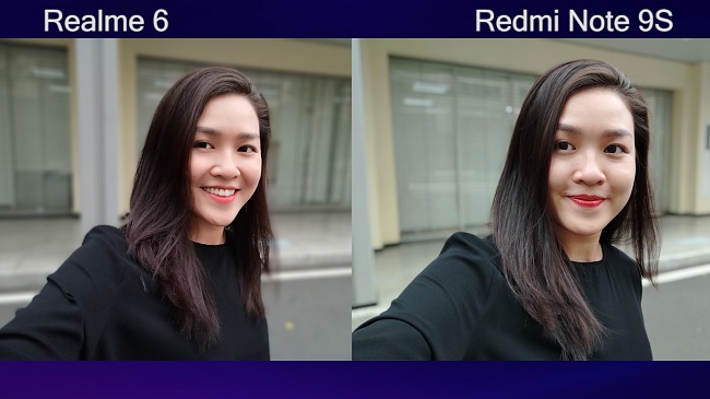 So sánh hình ảnh selfie trên Realme 6 và Note 9S