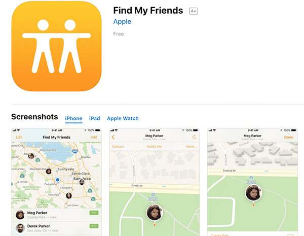 Phần mềm Find My Friends giúp xác định vị trí điện thoại trên bản đồ