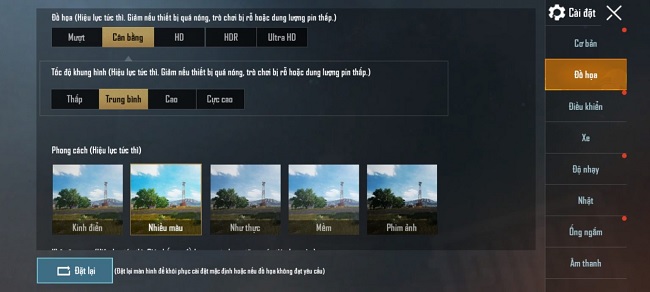 Thiết lập cấu hình game PUBG Mobile ở mức trung bình