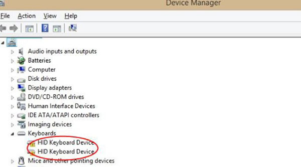 Tại cửa sổ Device Manager mới mở thì nhấn tùy chọn Keyboard