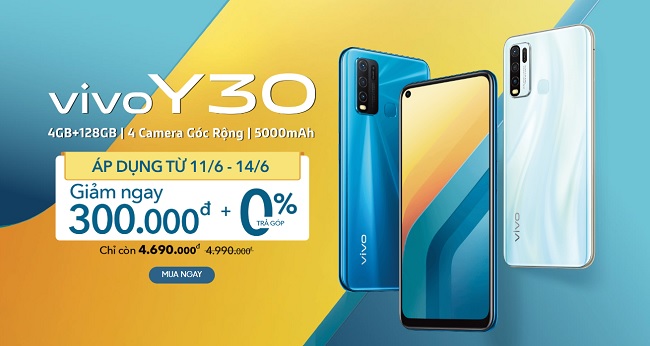 Ưu đãi hấp dẫn chỉ diễn ra trong 4 ngày khi mua Vivo Y30 tại Viettel Store