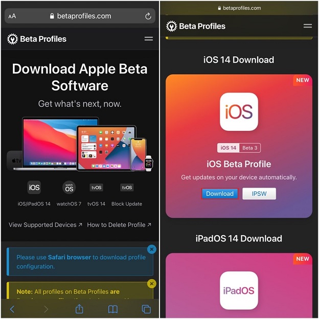 Cách cập nhật lên iOS 14 beta 3: Chọn Download Apple Beta Software để tải về