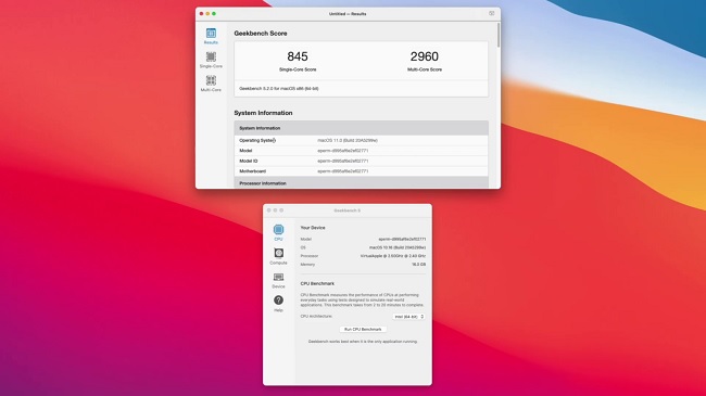 Các ứng dụng trên bộ DTK phải chạy thông qua trình giả lập Rosetta 2 của Apple