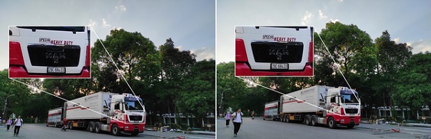 Ảnh chụp từ camera chính có độ phân giải 64MP(trái) và 16MP(phải)