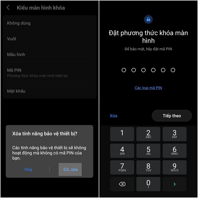 Đặt lại mã PIN mới và chuỗi số này phải trùng nhau