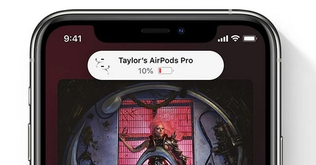 Thông báo dung lượng pin của AirPods trên iPhone