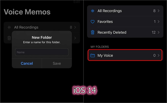 Tạo thư mục mới trong ứng dụng ghi âm trên iOS 14