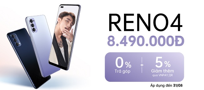 Phiên bản OPPO Reno4 màu Tím Khói có giá 8.490.000 đồng