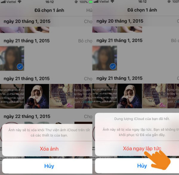 Xóa ảnh trên iCloud từ iPhone