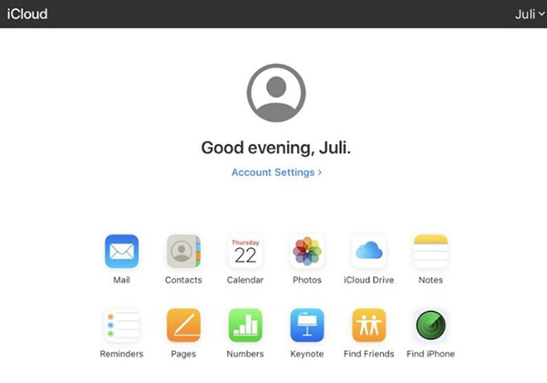 Giao diện quản lý và vận hành dùng iCloud bên trên trình duyệt web