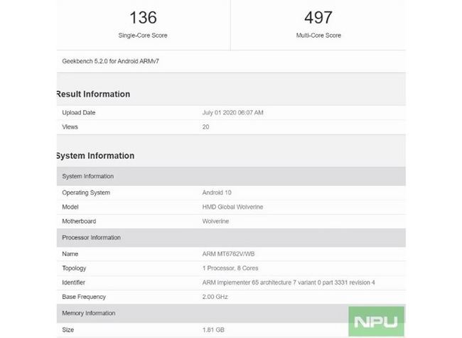 Điểm hiệu năng Nokia 2.4 rò rỉ trước đó